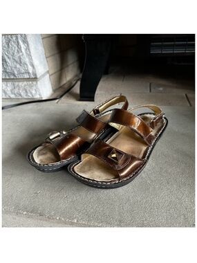 Alegria Brown Metallic Velcro Sandals EU 37, US 7/7.5